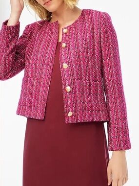 NWOT J. Crew Pink Tweed Lady Jacket Blazer, Size 10